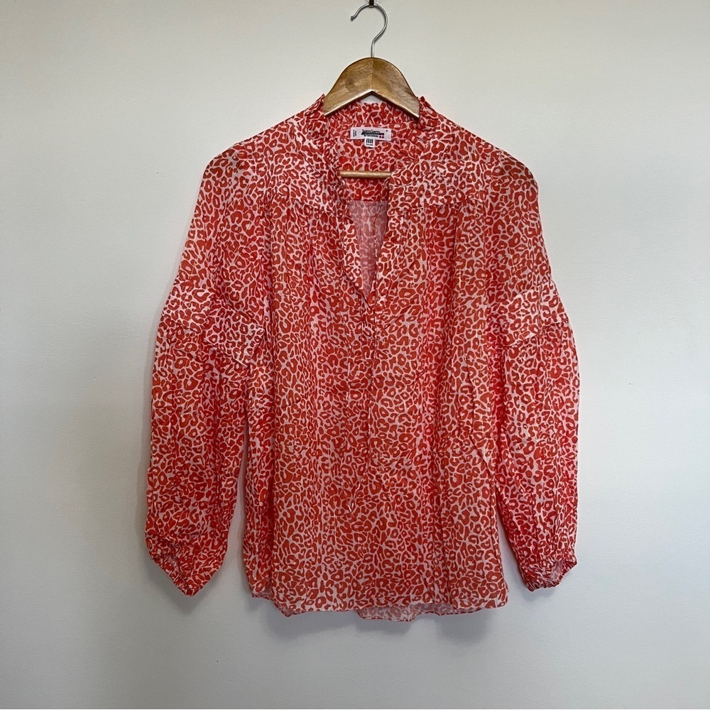 Lemlem Leopard Pink Red Blouse Size XS NWOT